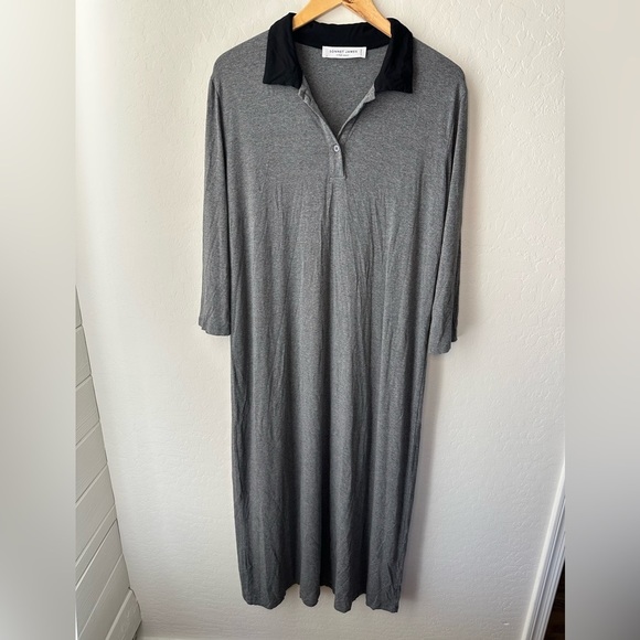 Sonnet James Dresses & Skirts - Sonnet James Gray Maxi Play Dress Size Medium Black Collar 3/4 Sleeve